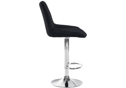 Tabouret de bar Toni, tissu, chrome, noir