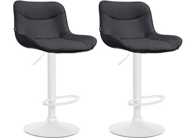 Lot de 2 tabourets de bar Vonore, similicuir, blanc/noir