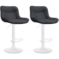 Lot de 2 tabourets de bar Vonore, similicuir, blanc/noir