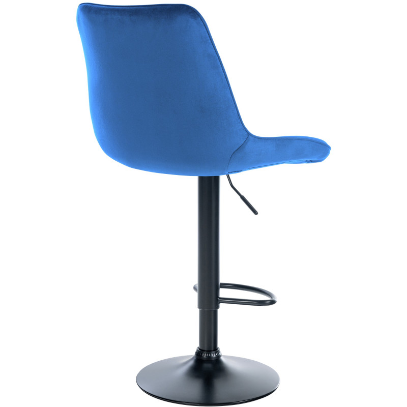 Tabouret de bar Toni en velours noir bleu