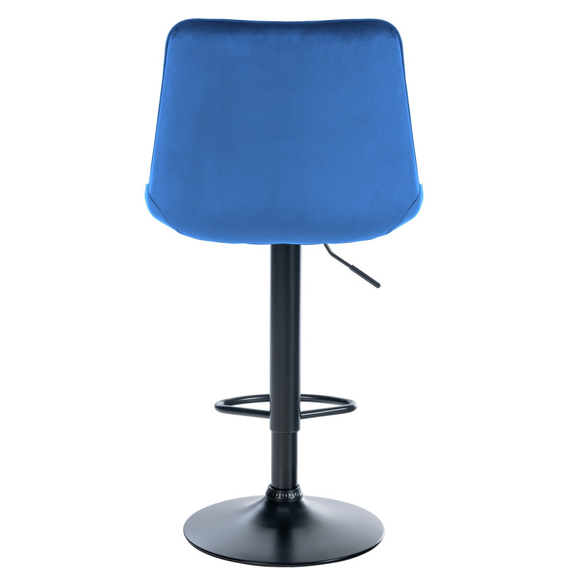 Tabouret de bar Toni en velours noir bleu