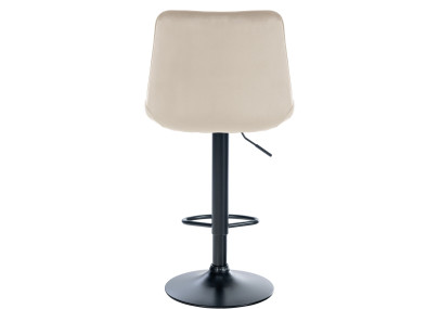 Tabouret de bar Toni en velours, noir et crème