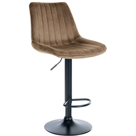 Tabouret de bar Toni en velours noir brun