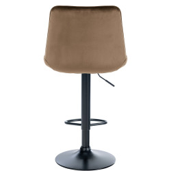 Tabouret de bar Toni en velours, noir/marron