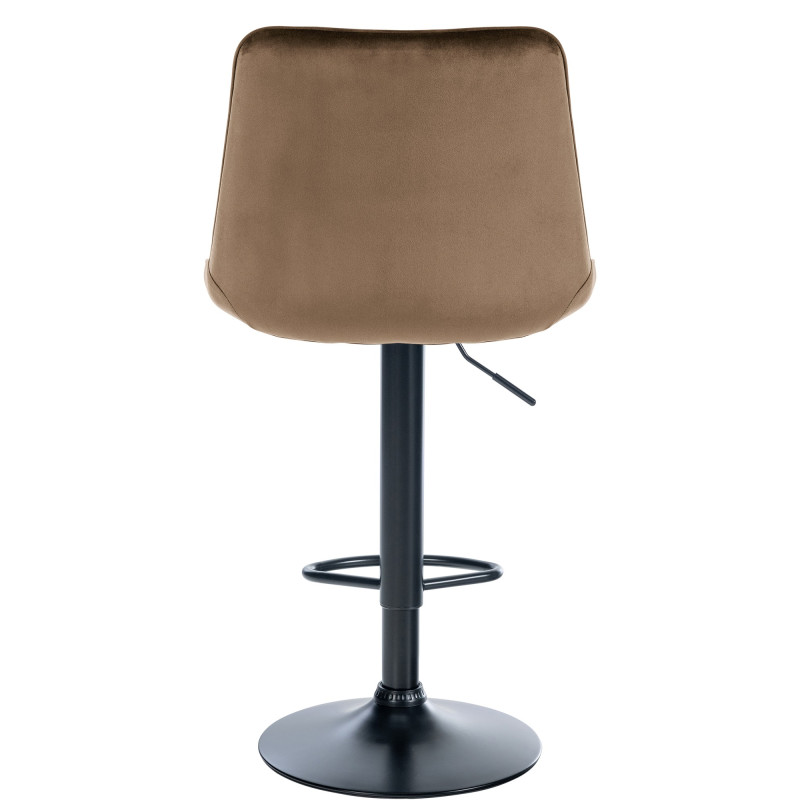Tabouret de bar Toni en velours, noir/marron
