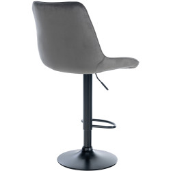 Tabouret de bar Toni, velours, noir/gris foncé