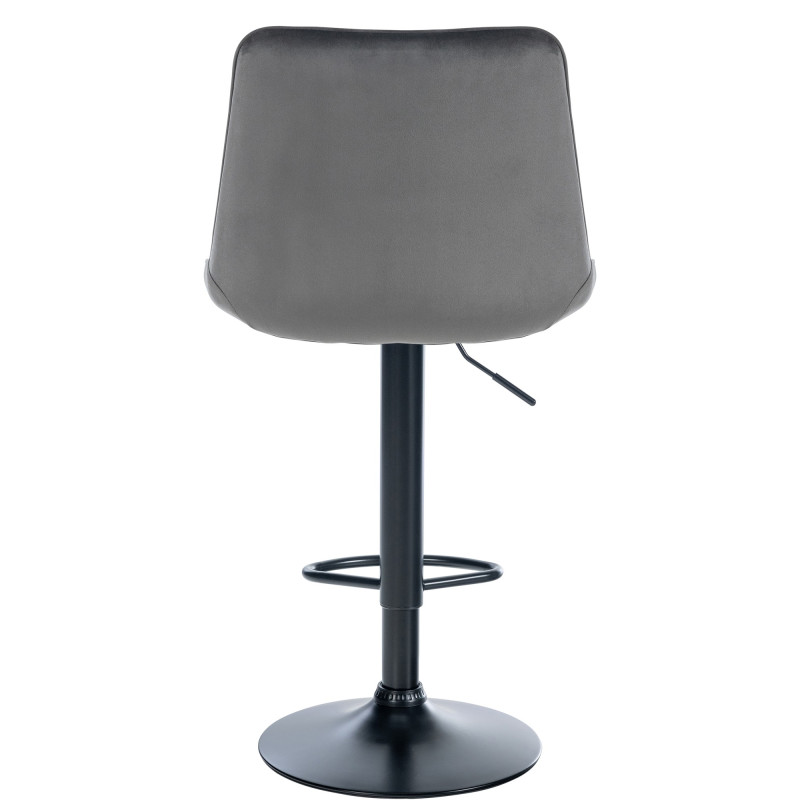 Tabouret de bar Toni, velours, noir/gris foncé