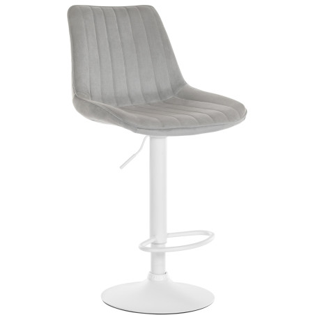 Tabouret de bar Toni en velours blanc gris