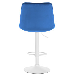 Tabouret de bar Toni en velours blanc bleu