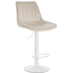 Tabouret de bar Toni en velours, blanc/crème