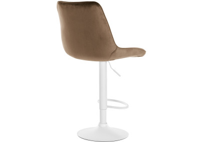 Tabouret de bar Toni en velours, blanc/marron
