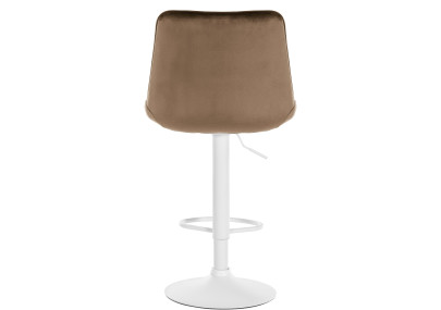 Tabouret de bar Toni en velours, blanc/marron