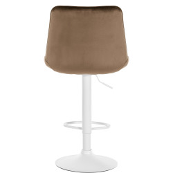 Tabouret de bar Toni en velours blanc brun