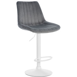 Tabouret de bar Toni, velours, blanc/gris foncé