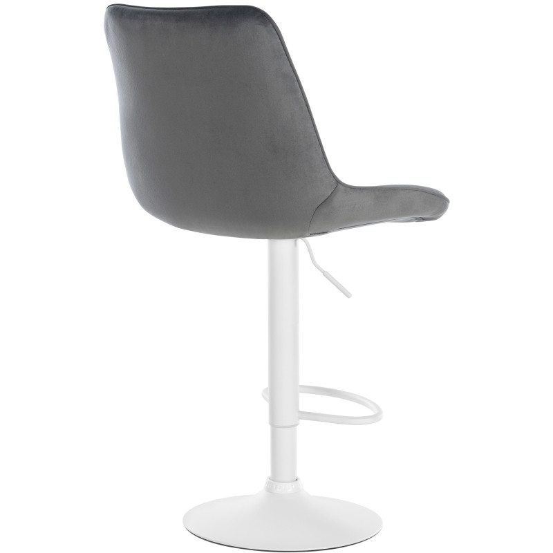 Tabouret de bar Toni, velours, blanc/gris foncé