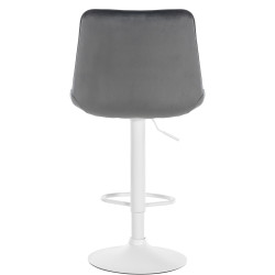 Tabouret de bar Toni en velours blanc gris foncé