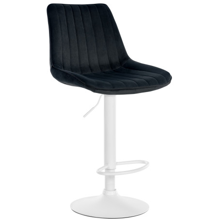 Tabouret de bar Toni en velours blanc noir