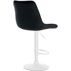 Tabouret de bar Toni en velours blanc noir