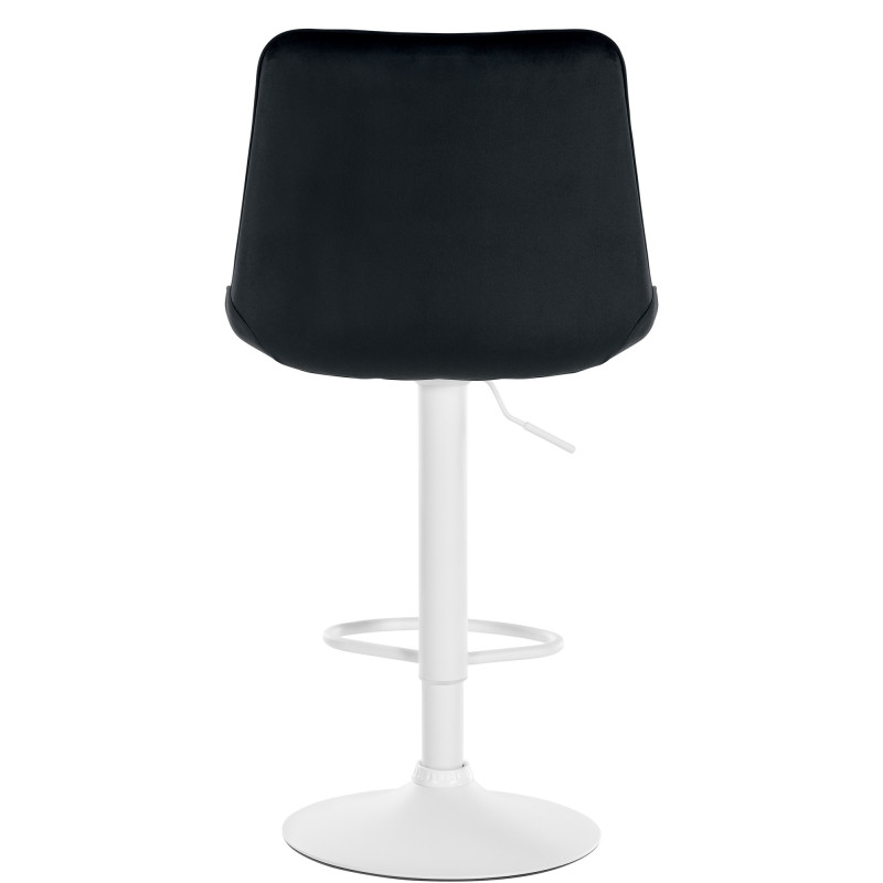 Tabouret de bar Toni en velours blanc noir