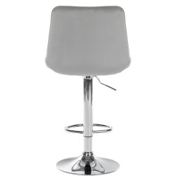 Tabouret de bar Toni en velours, chromé gris