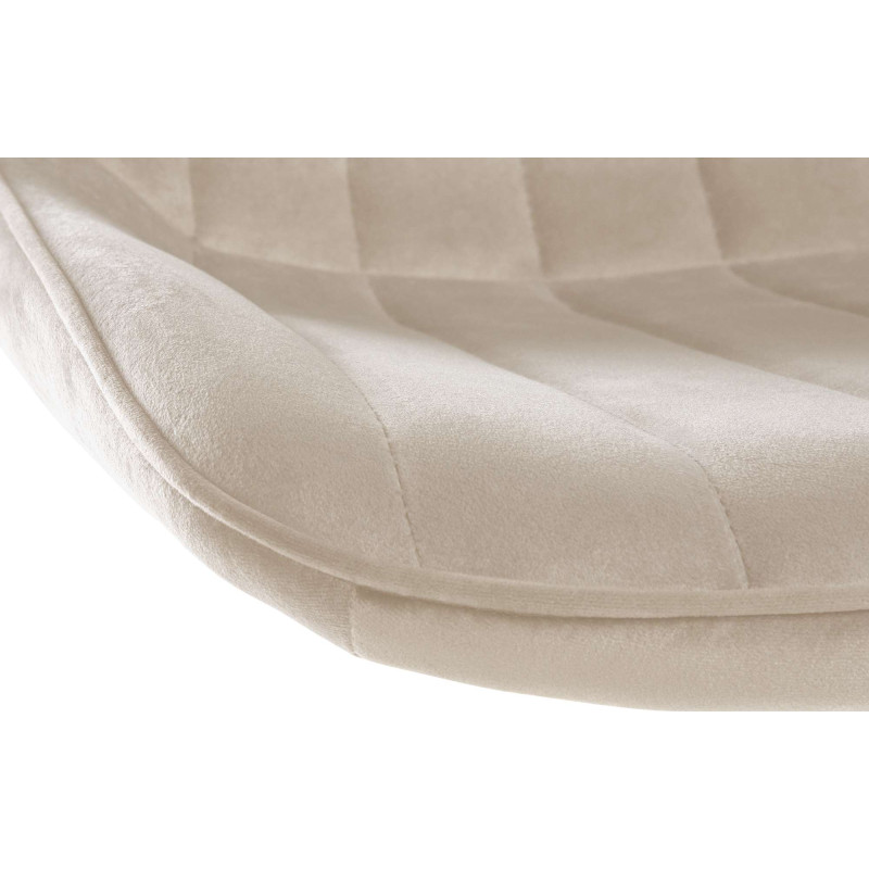 Tabouret de bar Toni en velours, chromé crème