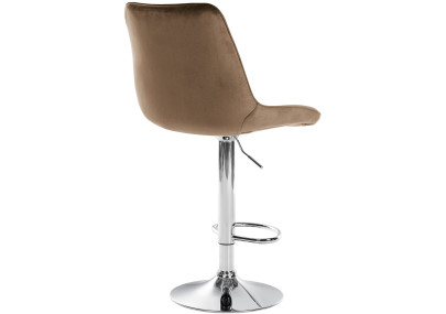 Tabouret de bar Toni en velours, marron chromé