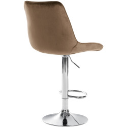 Tabouret de bar Toni en velours, marron chromé