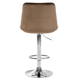 Tabouret de bar Toni en velours, chromé brun