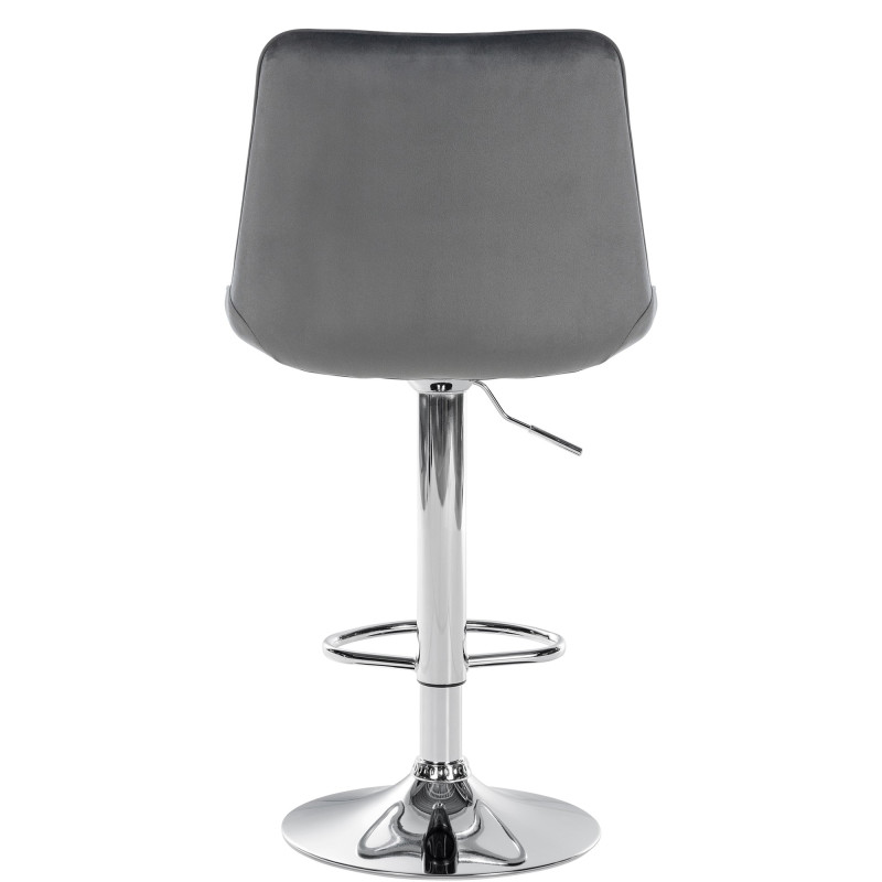 Tabouret de bar Toni en velours, chromé gris foncé