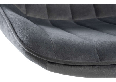 Taburete de bar Toni, terciopelo, cromo, gris oscuro