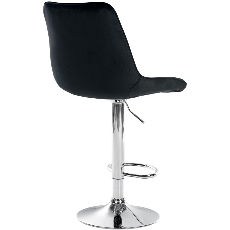 Tabouret de bar Toni en velours, chromé noir