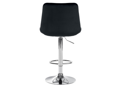 Tabouret de bar Toni en velours, chromé, noir