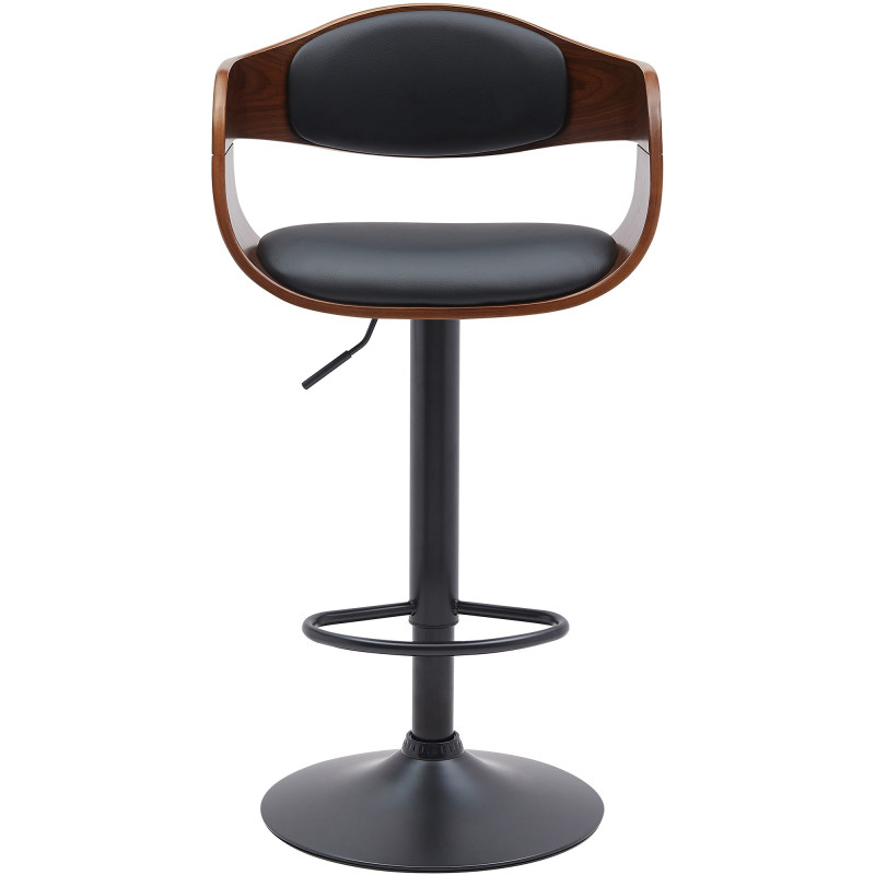 Tabouret de bar Kingston B, similicuir noyer/noir
