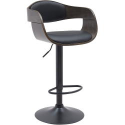 Tabouret de bar Kingston B, similicuir, noir/gris