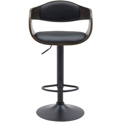 Tabouret de bar Kingston B, similicuir, noir/gris