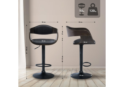 Sgabello da bar Kingston B, similpelle, nero/grigio