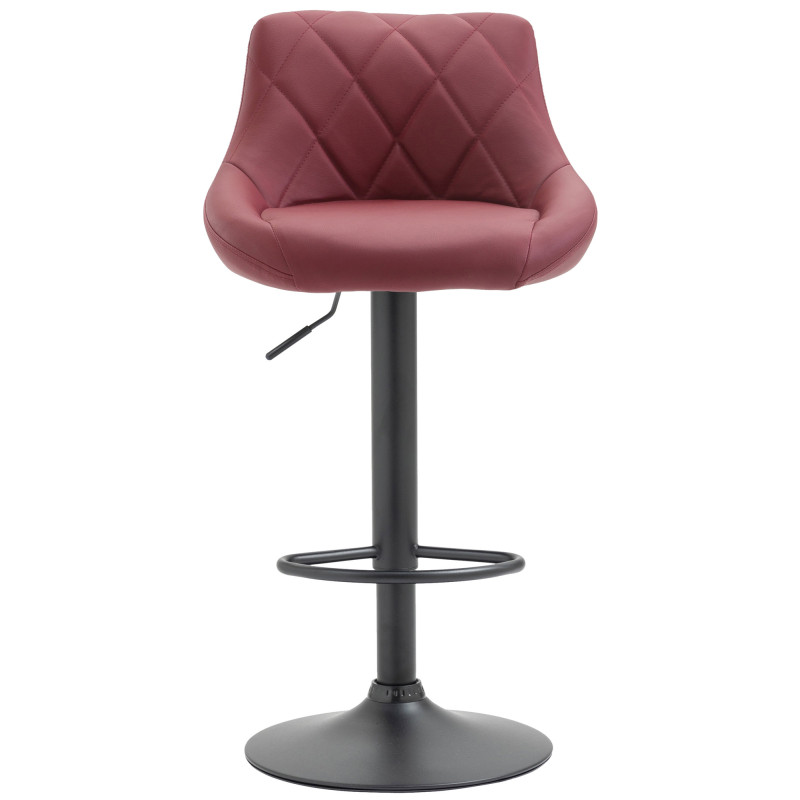 Tabouret de bar Lazio, similicuir, noir/bordeaux