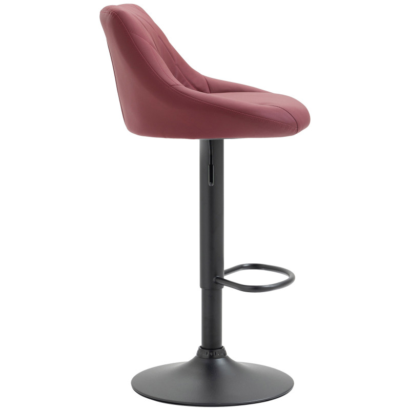 Tabouret de bar Lazio, similicuir noir Bordeaux rouge