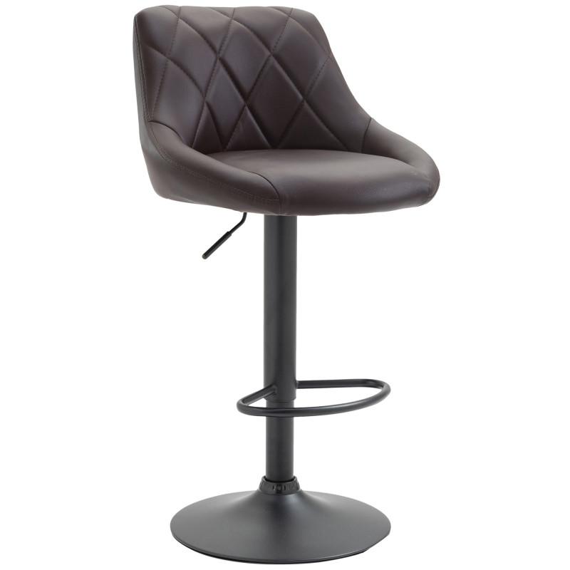 Tabouret de bar Lazio, similicuir, noir/marron