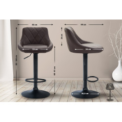 Tabouret de bar Lazio, similicuir noir brun