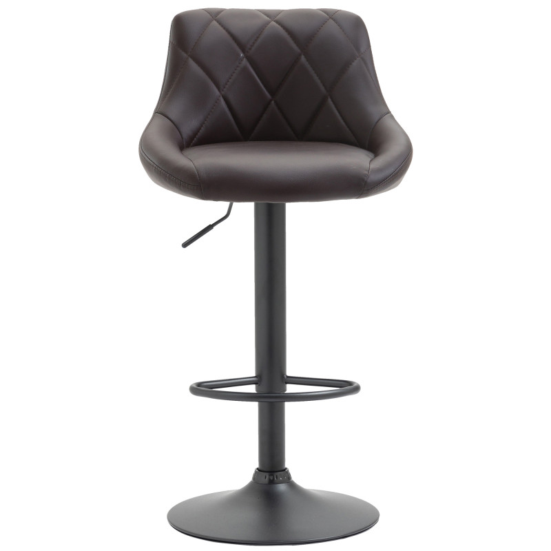 Tabouret de bar Lazio, similicuir noir brun
