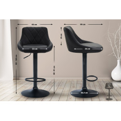 Tabouret de bar Lazio, similicuir noir noir