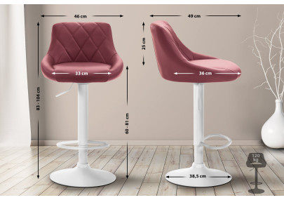 Tabouret de bar Lazio, similicuir, blanc/bordeaux