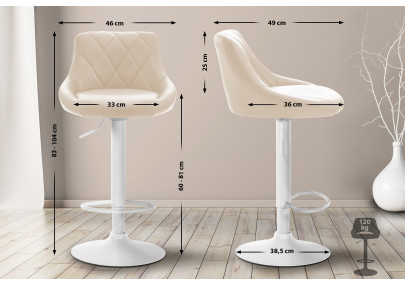 Tabouret de bar Lazio, similicuir, blanc/crème