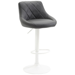 Tabouret de bar Lazio, similicuir, blanc/gris