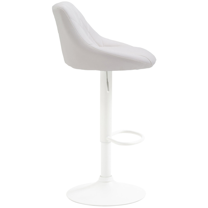 Tabouret de bar Lazio, similicuir, blanc blanc