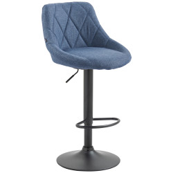 Tabouret de bar Lazio, tissu noir bleu