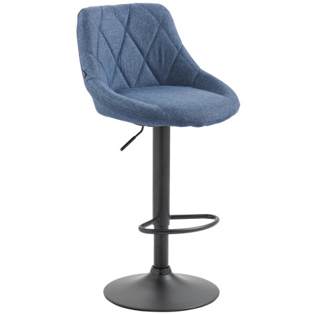 Tabouret de bar Lazio, tissu noir bleu