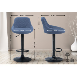 Tabouret de bar Lazio, tissu noir bleu