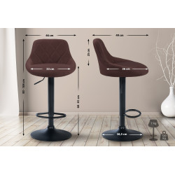 Tabouret de bar Lazio, tissu noir et marron